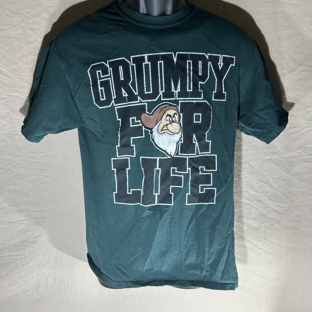 Disney Snow White Grumpy "Grumpy For Life" Graphic T-Shirt Dark Green Medium